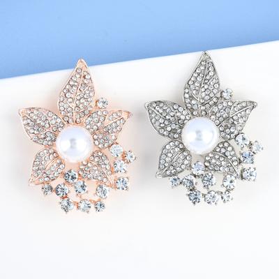 Spille con perle a forma di foglia di albero con strass, per donne, piante, graziose e creative, spille per gioielli