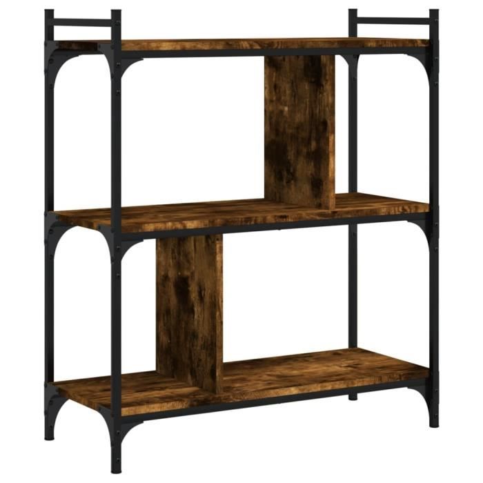 VidaXL 3-Tier Bookcase Smoked Oak 76x32x88 Cm Engineered Wood 833932