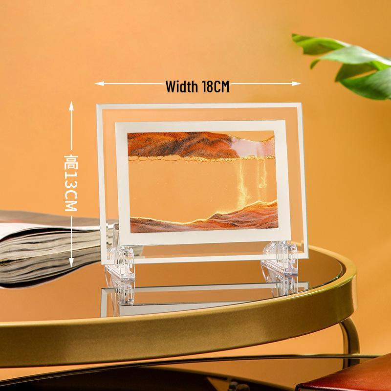 Ornament 3D Ruchomy Piasek Lustrzane Krawędzie Kwadratowy Obraz do Salonu - Szklana Dekoracja Rękodzieła Zestaw na Prezent