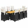 VidaXL Ensemble de bistro de jardin 9 pcs coussins noir poly rotin 3277134