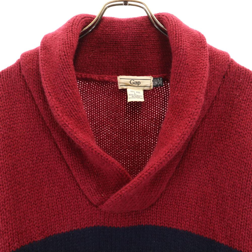 Gap 90s Old Wool Blend Border Pattern Long Sleeve Shawl Collar Sweater Men's Used