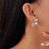 Chic Metallic Zircon Petal Pearl Earrings for Women