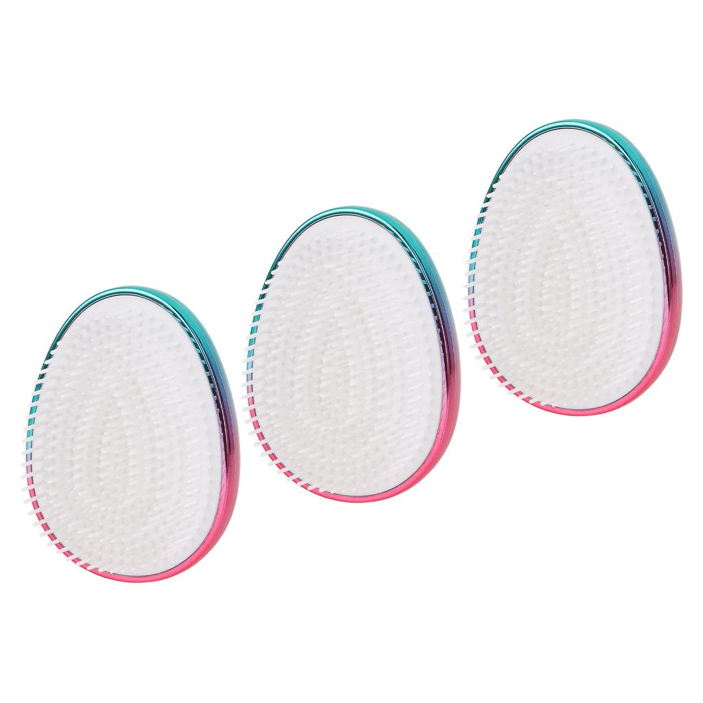 3pcs Egg Shape Hair Brush Electroplating Gradient Red Blue Color Long Short Teeth Portable Hair Deta
