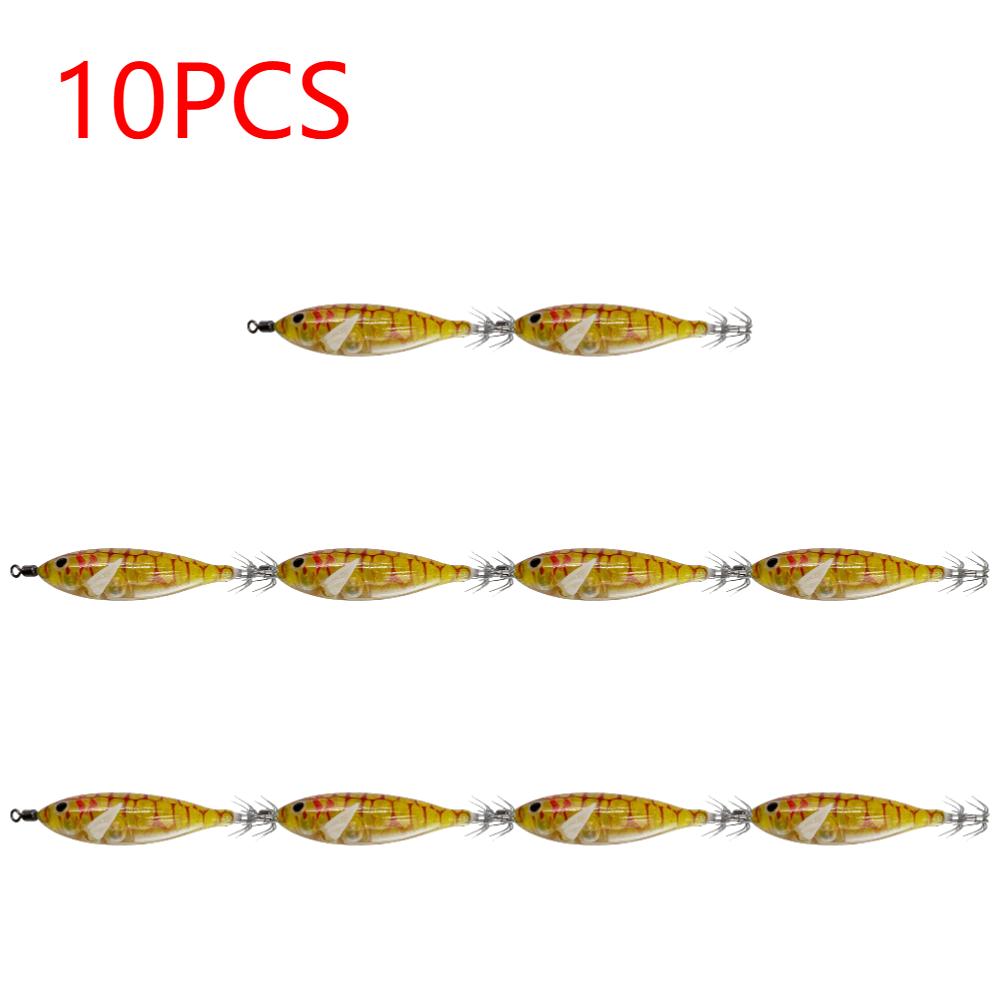 5/10PCS 5.7g 8cm Simulation Glow Wood Shrimp Lure Lead Sinker Shrimp Bait Clamp Hook Squid Hook Sea Fishing Octopus Squid Bait