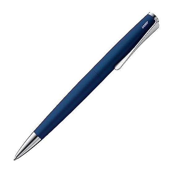 LAMY studio Imperial Blue Ballpoint Pen, Stainless Steel Body, Propeller Clip, Large Capacity Refill, Medium Line Width (M), Black LAMY M 16 Included