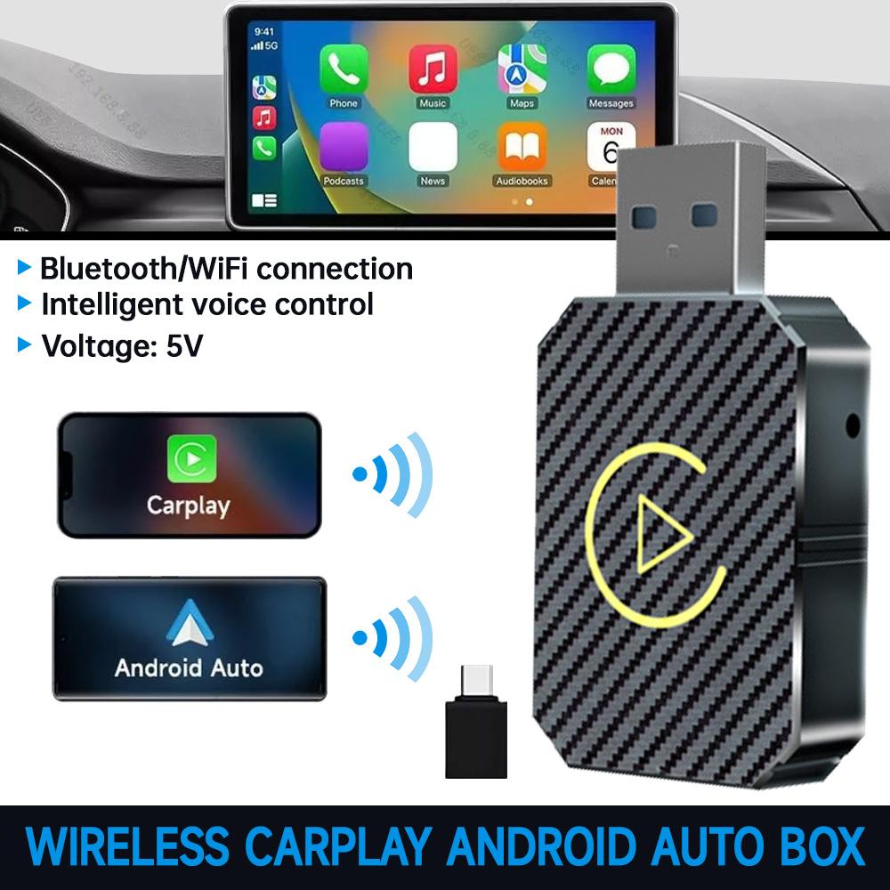 Universel CarPlay Adaptateur Sans 2in1 Mini Adaptateur Dongle Connexion Automatique Plug & Play Bluetooth WiFi Mini Box