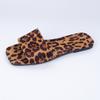 Large size summer new daily casual light leopard print square head flat heel women's flat-bottomed slippers