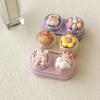 1pc Cute Animal Contact Lens Case Mini Contact Lens Box Portable Lightweight Travel Lens Care Tool with Tweezers