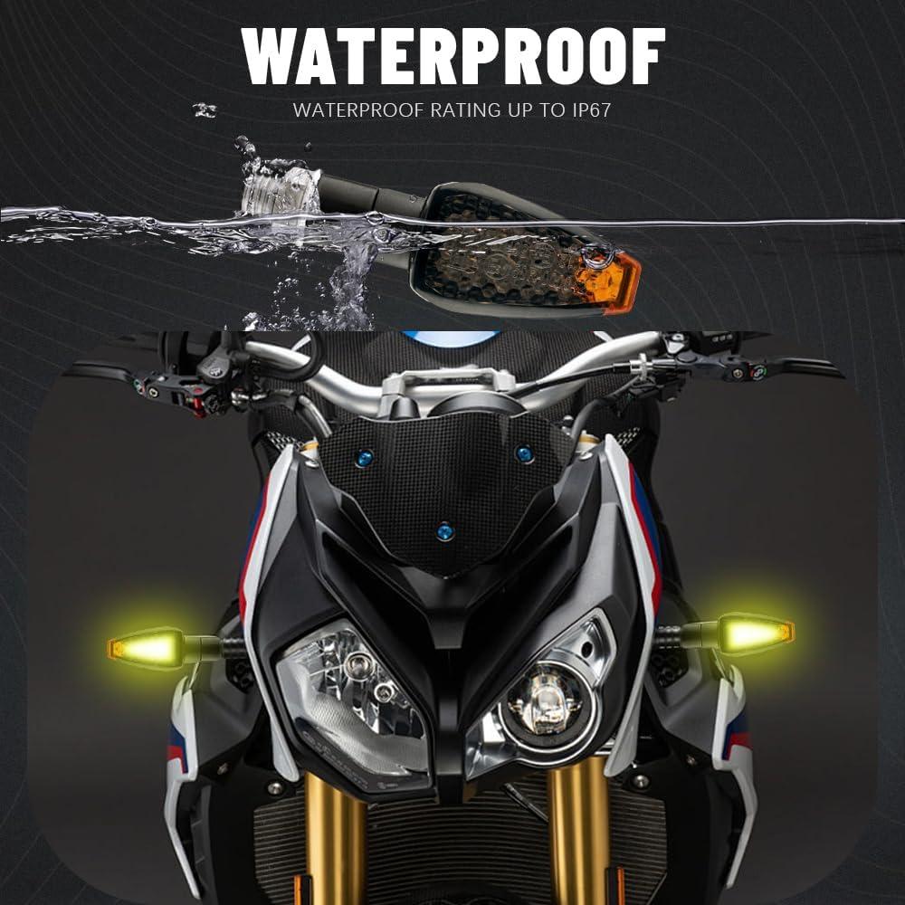 4 Stück Motorrad-Blinker, 14 LEDs, 12 V, bernsteinfarbene Lampe, Motorrad-Blinkerlicht, passend für Motorrad, Roller, Quad, Cruiser, Offroad
