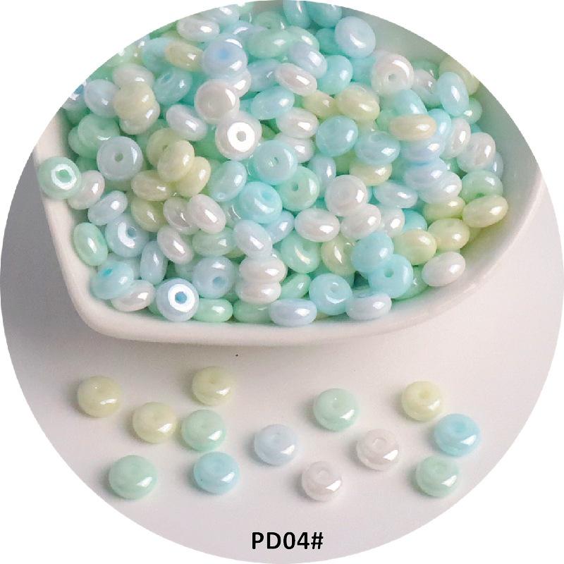 6mm Cream Macaron Pearlescent Glass Abacus Beads for DIY Jewelry & Hair Accessories