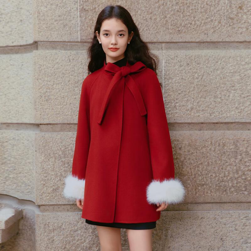

LED IN Sweet Girlish A-Line Tie-Waist Woolen Coat S