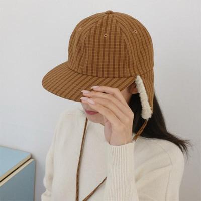 Women's FW Plaid Baseball Cap Flat Brim Hat