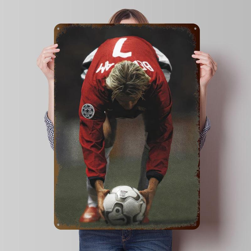 

David Free Kick Poster Customized Wall Art Vintage Metal Signs Retro Tin Plaque for Man Cave Modern Home Decoration Luxury House 20x30cm（7.8x11.8inch）