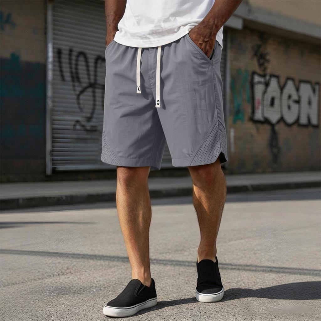 Men's Summer Loose Fit Casual Sports Shorts Drawstring Waist Straight Leg Breathable Lightweight Athletic Shorts for Outdoor Activities