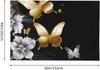 Tapestry Wall Hanging Posters Peach Velvet Art Wall Backdrop Posters Gold White Butterflies Black Wall Art No Damage For Home