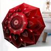 1pc Red Lotus Mandala Umbrella - 8-Rib Automatic Open/Close, Fashionable Compact Umbrella for Outdoor Adventures Yy250813126