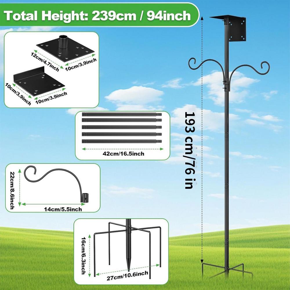 Bird Feeder Pole Heavy Duty Bird House Pole Mount Kit Adjustable Height Birdhouse Mounting Post Support Rod For Wind Chimes