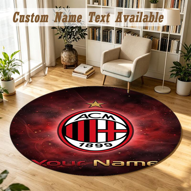 Round Rug Custom NameAC Milan Pattern Non Slip Carpet Home Floor Decor