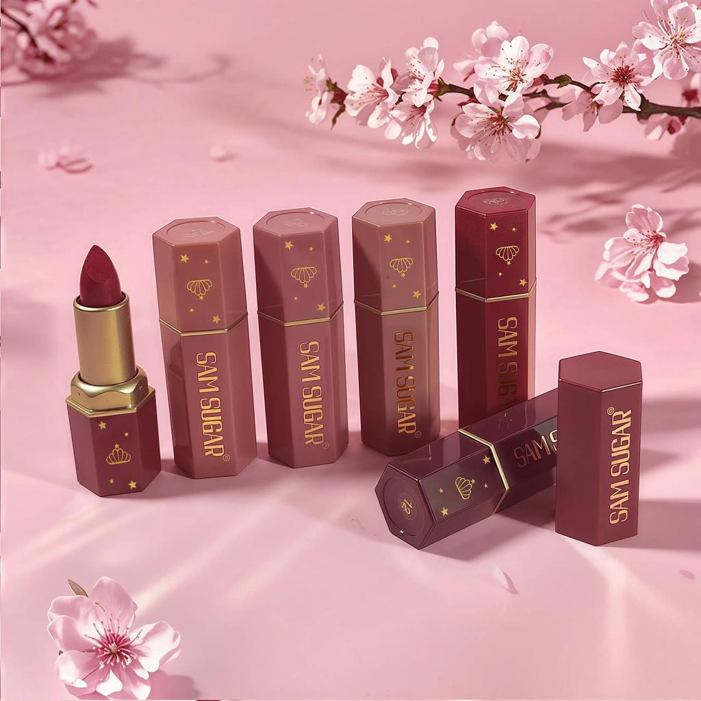 Mermaid Lipstick Shimmer & Pearlescent Finishes Lipstick Red Tones Long-Lasting Matte Finish Lip Gloss, Perfect Christmas Gift