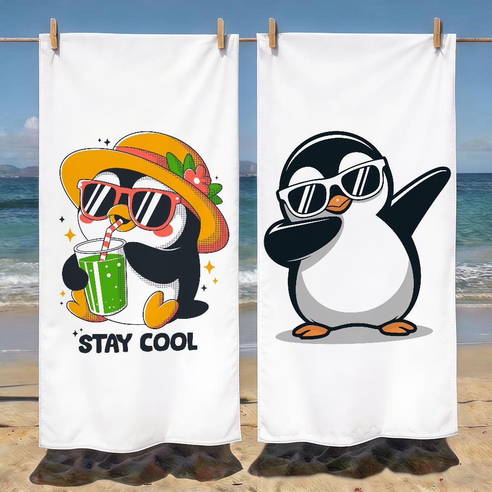 Cute Penguin Cartoon Towel Soft Pool Gift For Travel Gym Shower Camping Quick Dry Sports Beach Towels