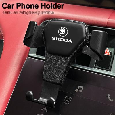 Uchwyt na telefon komórkowy do kratki nawiewu Czujnik grawitacyjny Uchwyt samochodowy Riangle Gravity do Skoda Octavia Rapid Kodiaq Karoq Superb Fabia Kamiq