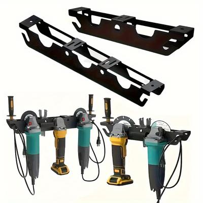 Metal Angle Grinder Stand - 2-Slot Wall-Mounted Tool Organizer, Durable Garage Storage Rack for Grinders & Power Tools, Space-Saving Hanging System