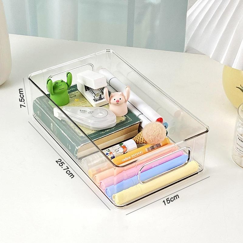 Настольный ящик для хранения Пластиковый для дома студенческого общежития для косметики масок для лица для мелочей штабелируемая корзина для хранения прозрачный 666₽