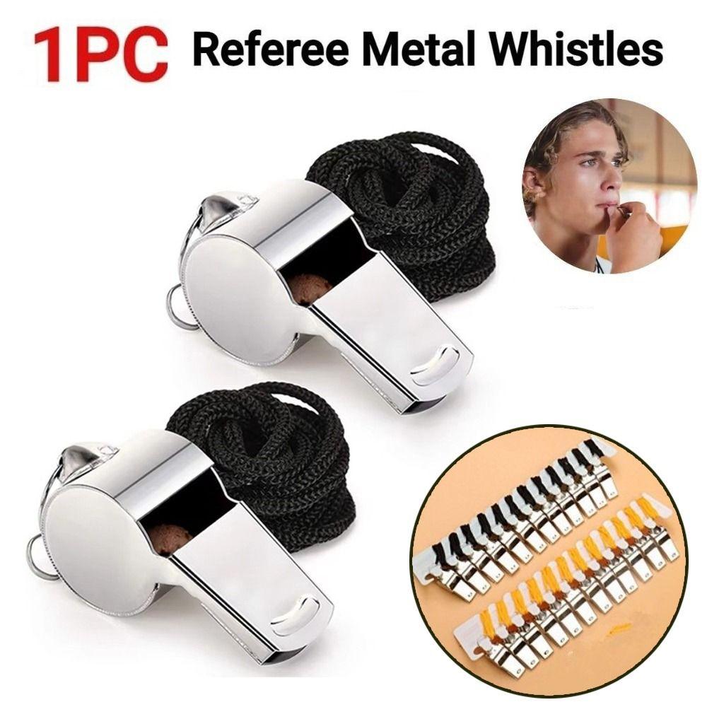 Multipurpose Loud Sound Metal Whistle Stainless Steel With Rope Soccer Whistles Portable Cheer Whistles Sports Events