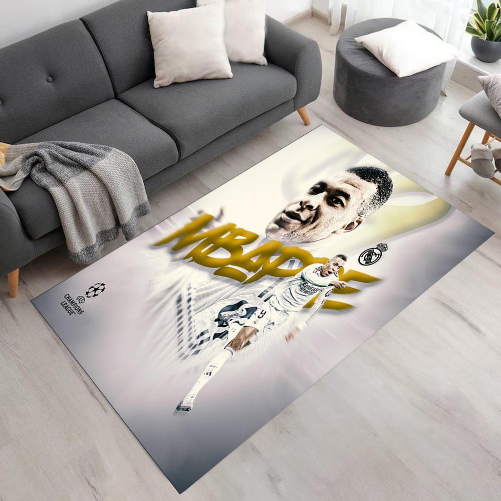 Star Player Kylian Mbappé Floor Mat Design for Dining Room Bedrooms Entryway Hallway Anti-slip Rug Anime Office Decor