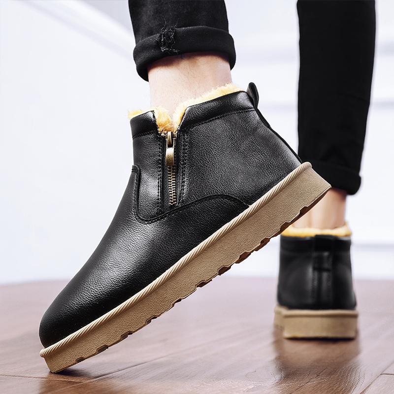 2024 Winter New Men's Fashion Warm Fury Inner High Top Cotton Shoes Snow Boots Comfortable Casual Platform Boots
