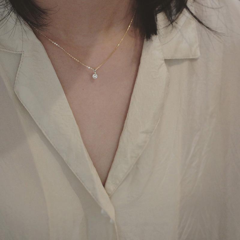 S925 Sterling Silver Korean Zircon Pendant Necklace - Elegant, Versatile, Light Luxury Design for Women