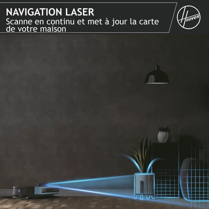 Hoover hg430h hydro robot aspirateur laveur - puissant 4000pa - tous sols - navigation laser -capteur d'obstacles - station recharge