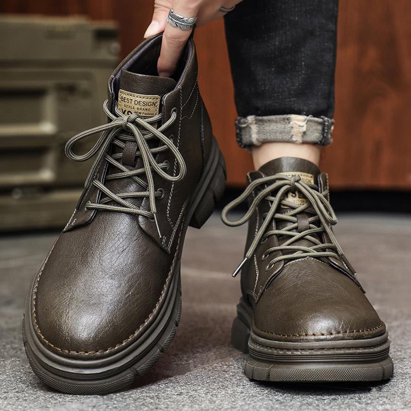 Fashion 2024 New Arrival Outdoor Men Basic Boots Mens Low Top Sneakers Genuine Leather Male Busines Boots Fashion Men's Motorcycle Boots
