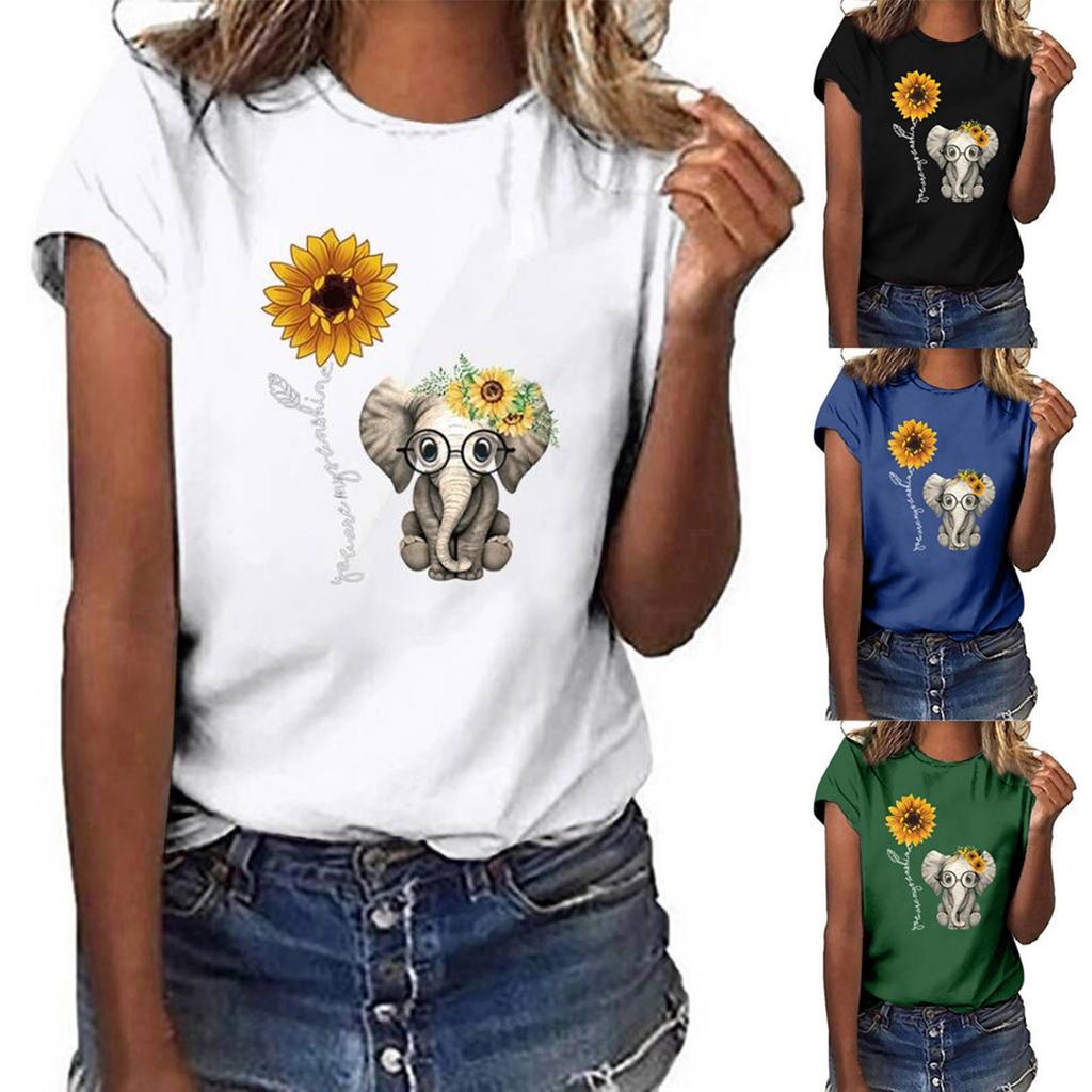 Women Girls Plus Size Lips Print Short Sleeved T-shirt Blouse Tops