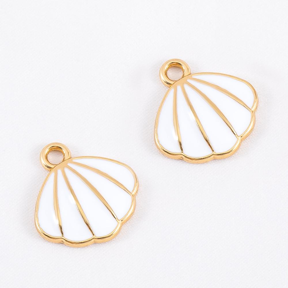 10pcs Trend White Enamel Ocean Coral Conch Fish Bones Fishtail Heart Charms Alloy Pendants DIY Necklace Keychain Jewelry Making