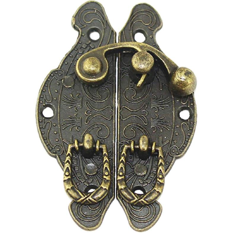 5pcs Antique Bronze Hasps Latch Lock Alloy Box Handles Jewelry Wooden Box Buckle Clasp Hook Padlock Small Shackle Hardware (Color : A)