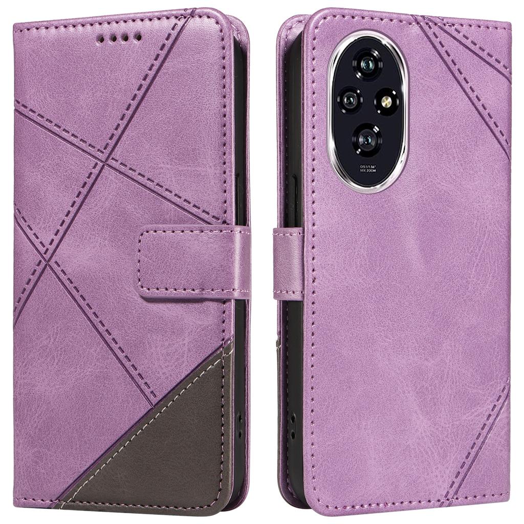 Für Honor 200 5G Brieftasche Hülle Geometrische Linie Flip Leder Handyhülle Kalbstextur