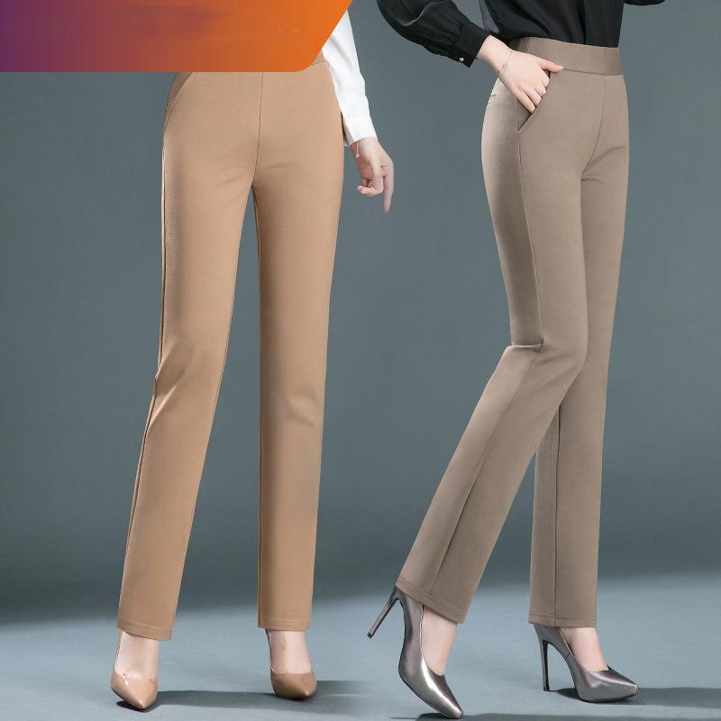 High Waist Trousers Women's Fashion Casual Pants Black Khaki Navy Blue Slacks Women Pantalones