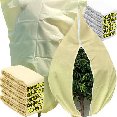 Sacchi Invernali per Piante Multitaglia in Tessuto Non Tessuto, Copertura Calda Protettiva dal Freddo con Cerniera Coulisse, Sacchi Vegetali Anti-Gelo
