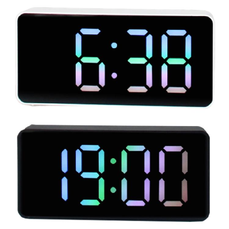 Makeup Mirror Clock RGB Color LED Voice Alarm Timer 5-min Snooze and Auto Dimmer