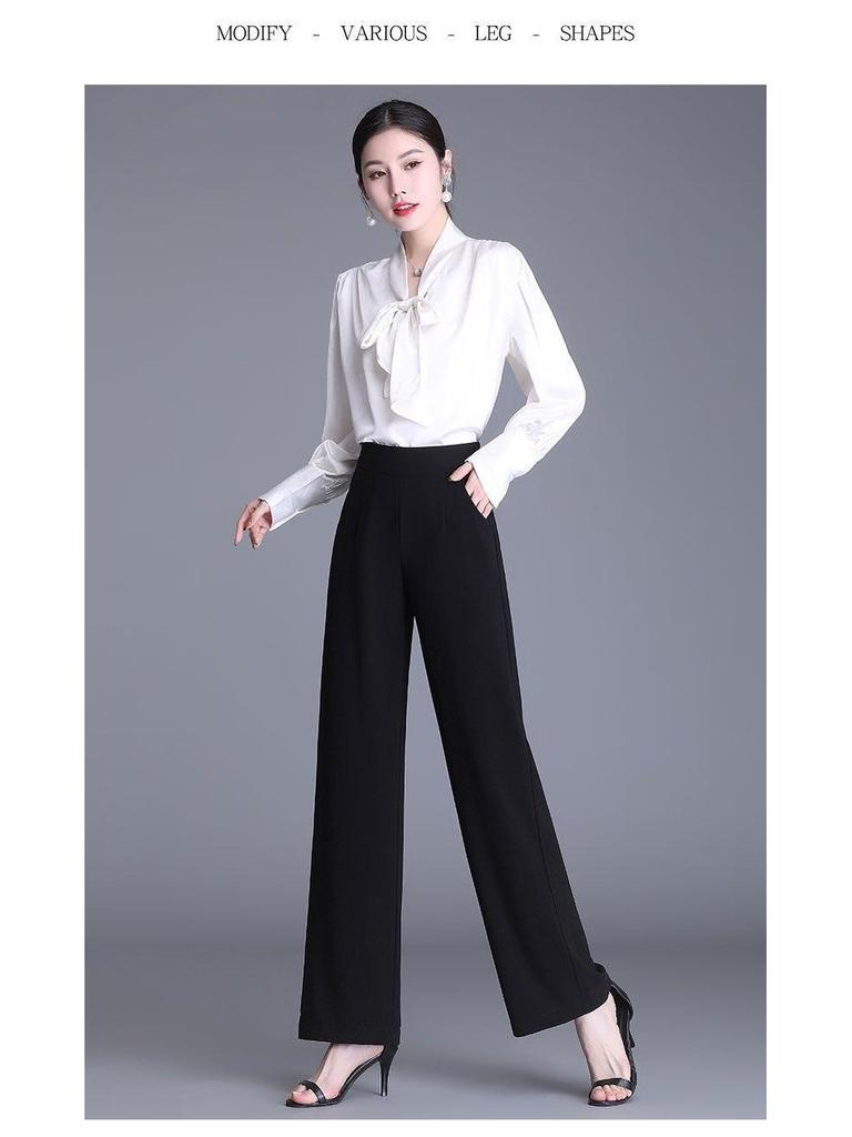 Women's High-Waisted Draped Wide-Leg Pants, 2026 Spring/Autumn Collection - Loose, Straight-Leg, Slimming Design.