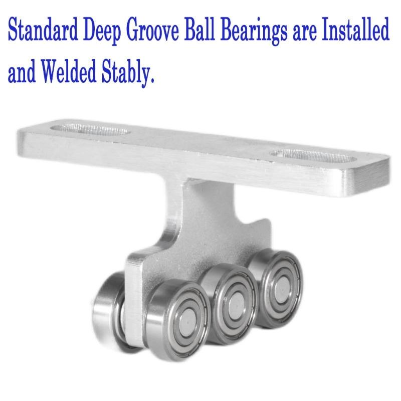 Solid Steel T Shaped Pulley Track Wheel Trolley Assembly Smooth Operation for 1-5/8" Width Channel 540lbs Load Capacity