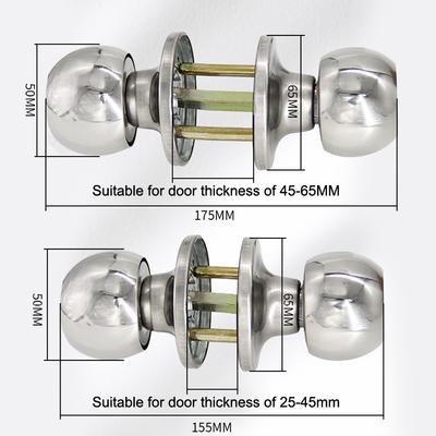 Stainless Steel Round Keyless Bathroom Door Handle With Lock And Keys Knobs Room Accessories Metal Rotation For Bedrooms Knobset