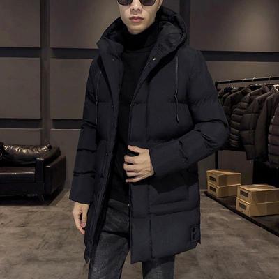 Herbst Winter Herren Mittellange Parkas Dicke Warme Kapuzenjacke Männer Einfarbig Winddichte Parka Oberbekleidung Übergröße