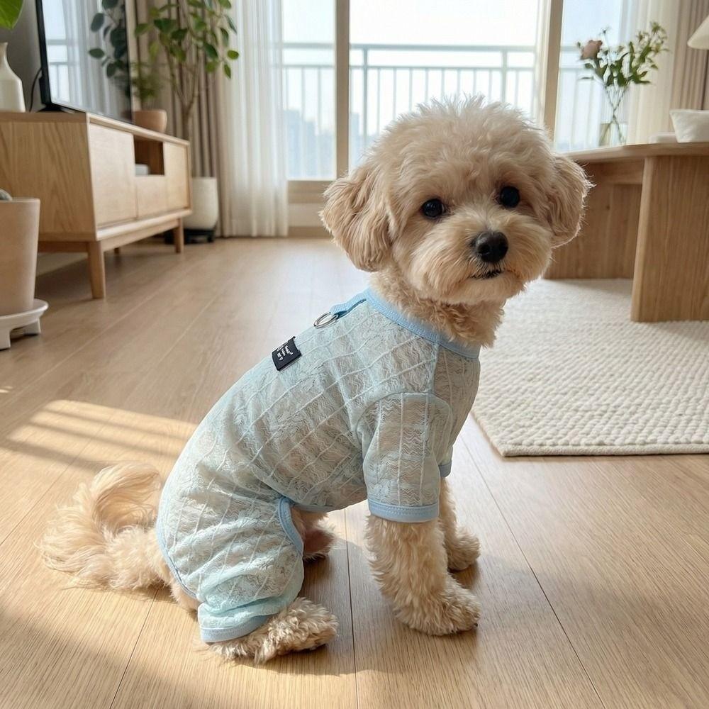 Summer Thin Dog Jumpsuit Hollow Mesh Pet Apparel Pet Fashion Costume Dog Outfit  Pomeranian