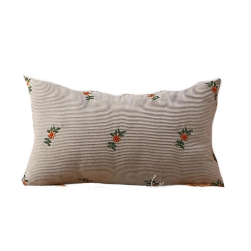Elegant Embroidery Corduroy Cushion Cover Breathable Easy Caring Comfortable Bedroom Living Room