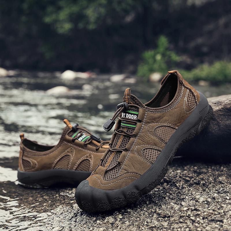 Handmade Genuine Leather Non-Slip Men Casual Shoes Leisure Walk Sneakers Comfort Design Man Hiking Shoe Lace-Up Driving Footwear