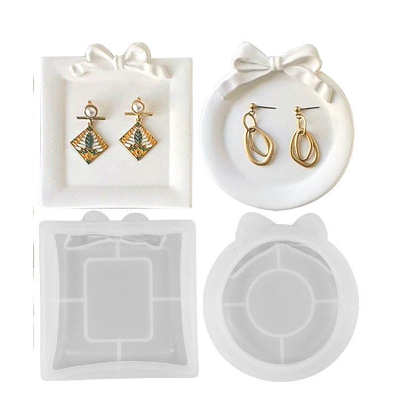 

Rectangular Tray Plate Silicone Mold Bow Style Butterfly Coaster Resin Molds DIY Gypsum Concrete Cement Storage Home Decoration