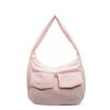 Korean version of simple lazy wind messenger bag women's large-capacity solid color versatile shoulder bag going out casual cotton clothes tote bag