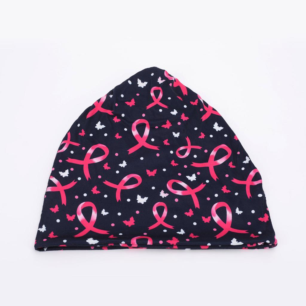 Breathable Breast Cancers Support Beanies Hat Breast Cancers Awareness Print Headwrap Hat Fashion Print Skull Hat for Women